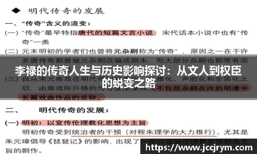李禄的传奇人生与历史影响探讨：从文人到权臣的蜕变之路